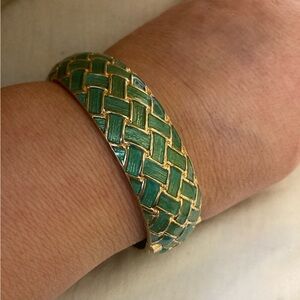 Lilly Pulitzer‎ Gold Tone & Green Hinged Bangle Bracelet with Spade